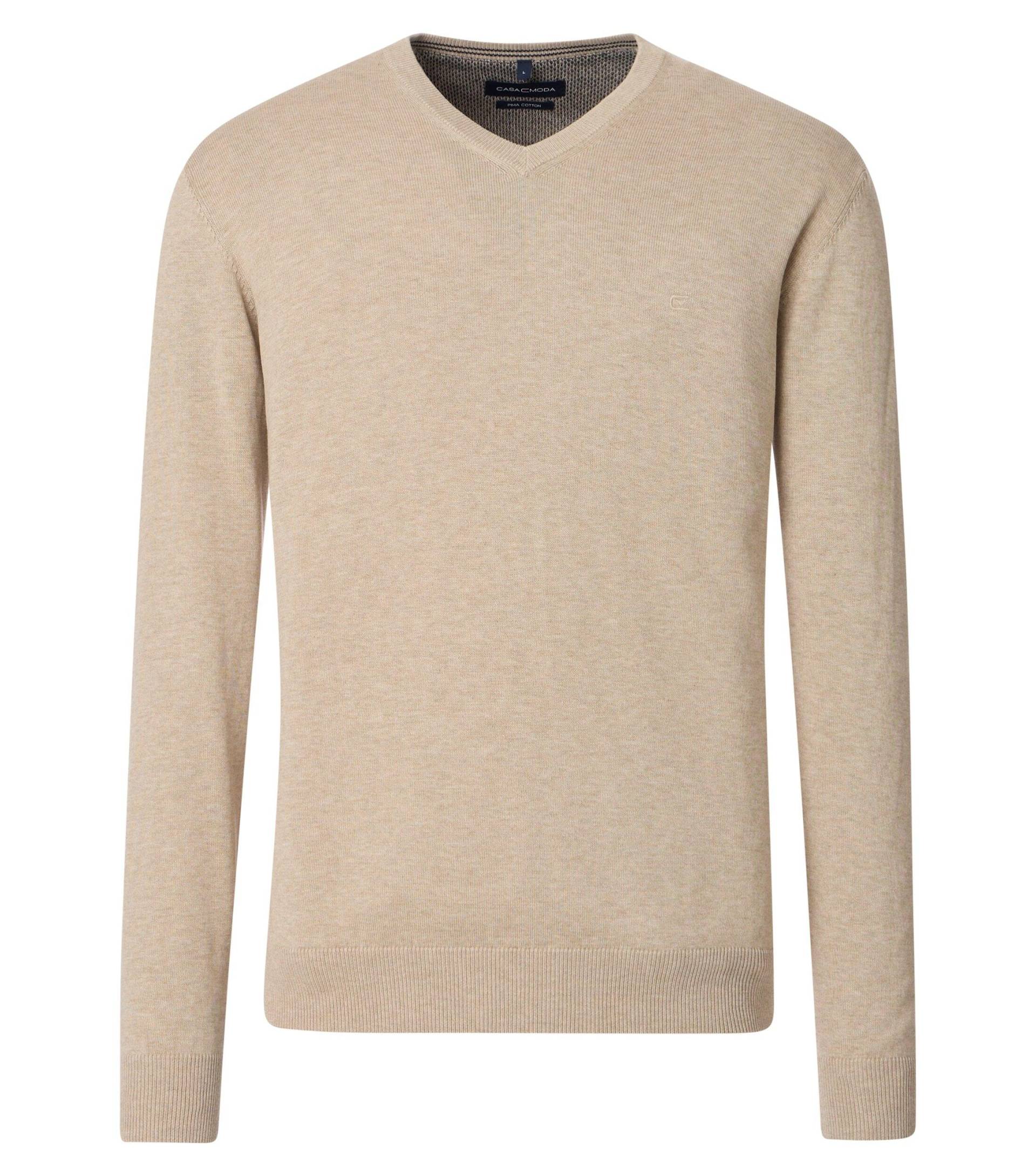 CASAMODA - Pullover mit V-Ausschnitt uni 004430 beige - Gr. - L von CASAMODA