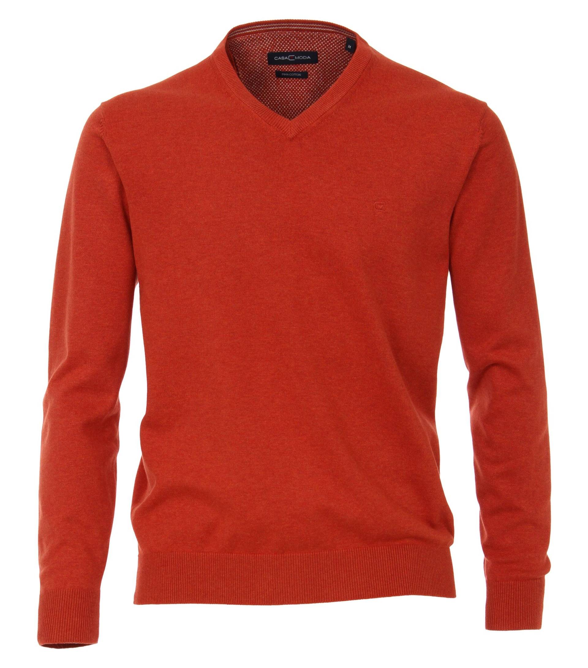 CASAMODA - Pullover mit V-Ausschnitt uni 004430 orange - Gr. - 4XL von CASAMODA