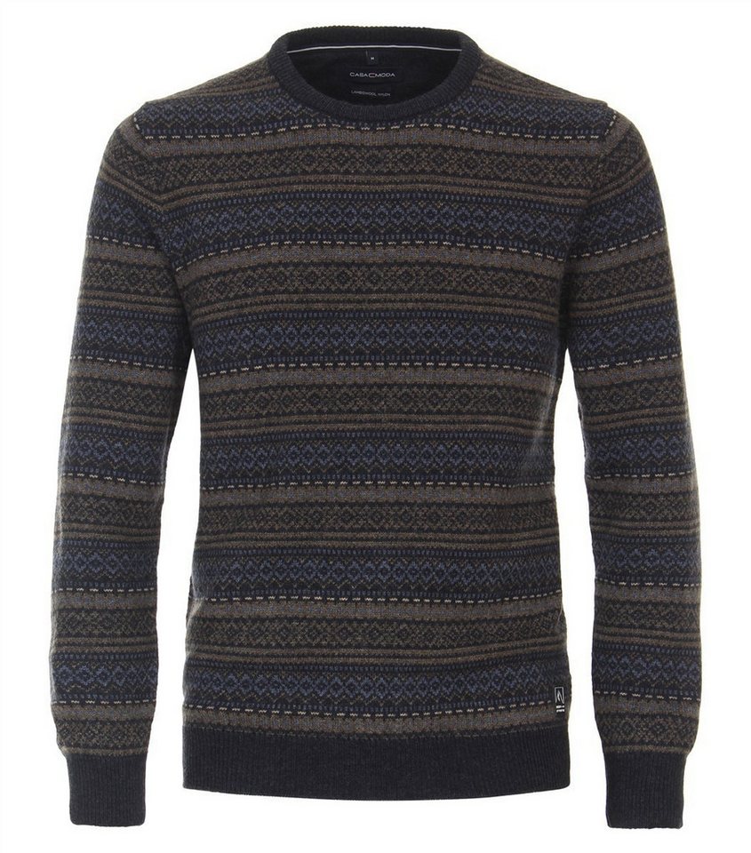 CASAMODA Rundhalspullover CASAMODA Herren Pullover Langarm Rundhals Regular Braun gemustert von CASAMODA