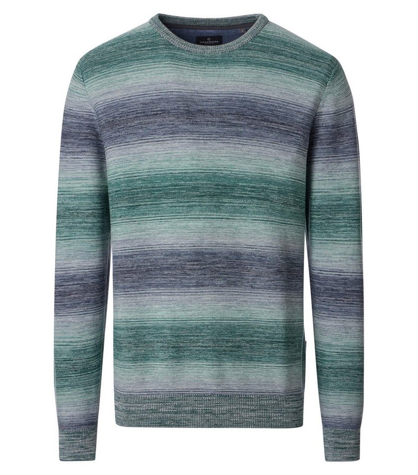 CASAMODA Rundhalspullover CASAMODA Herren Strickpullover Rundhals Regular Grün gestreift von CASAMODA