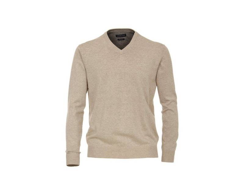 CASAMODA Rundhalspullover V Pullover für Herren in beige (1-tlg) von CASAMODA
