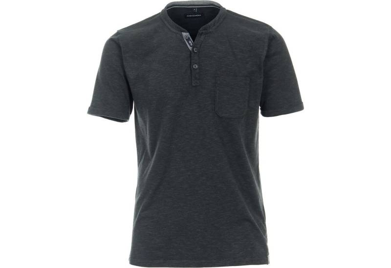 CASAMODA Rundhalsshirt CasaModa Henley T-Shirt Übergröße oliv-navy gestreift von CASAMODA