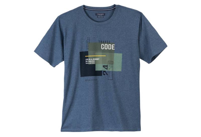 CASAMODA Rundhalsshirt CasaModa XXL T-Shirt denimblau melange Frontprint von CASAMODA