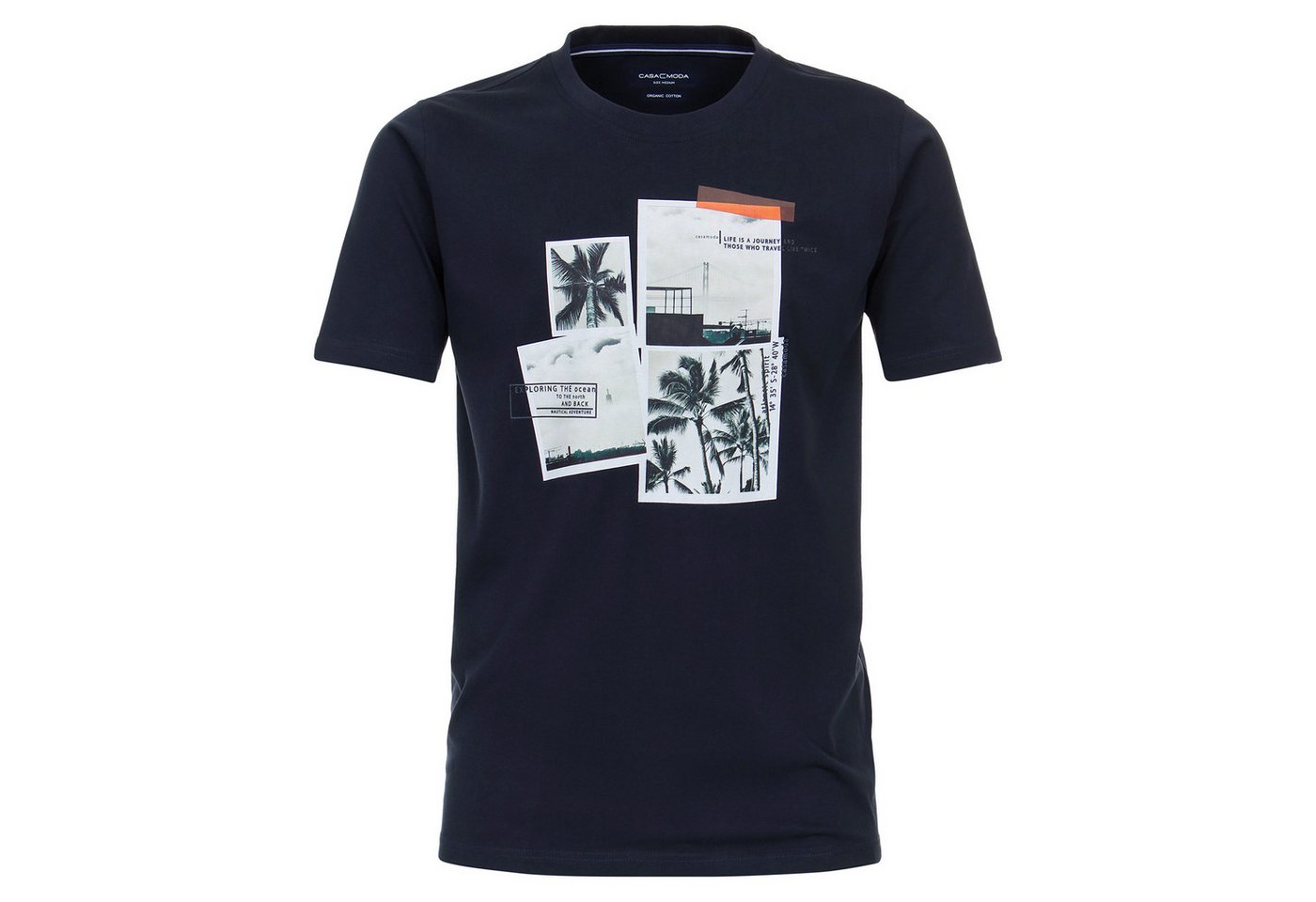CASAMODA Rundhalsshirt CasaModa XXL T-Shirt dunkelblau Frontprint von CASAMODA