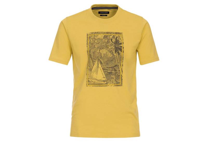 CASAMODA Rundhalsshirt CasaModa XXL T-Shirt senfgelb Sommer-Frontprint von CASAMODA