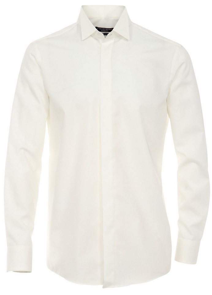 CASAMODA Smokinghemd Festliches Hochzeitshemd Herren Hemd Langarm Kläppchenkragen uni Umschlagmanschette regular fit creme HL32 von CASAMODA