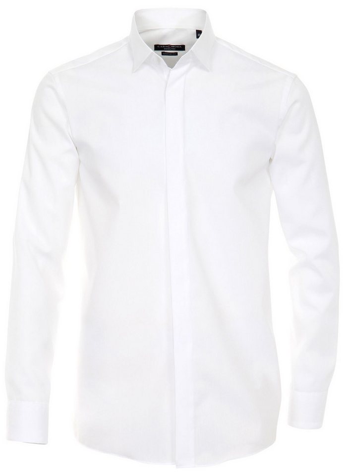 CASAMODA Smokinghemd Festliches Hochzeitshemd Herren Hemd Langarm Kläppchenkragen uni Umschlagmanschette regular fit weiß HL25 von CASAMODA
