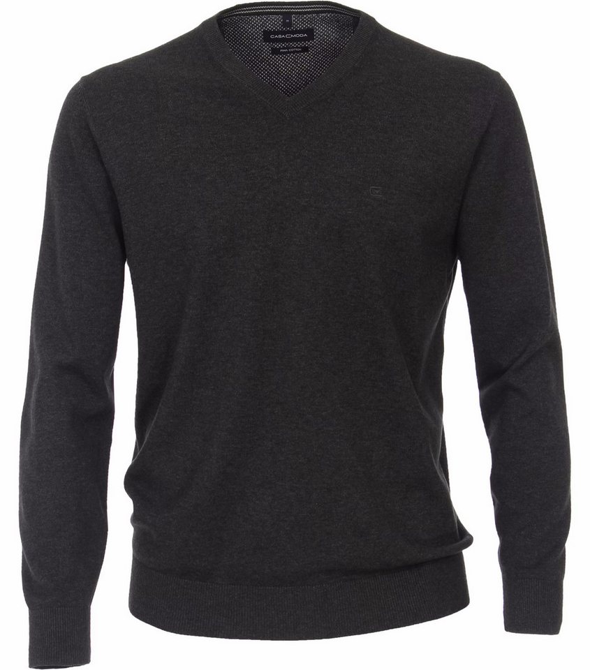 CASAMODA V-Ausschnitt-Pullover CASAMODA Herren Pullover V-Neck Regular Pima-Baumwolle Anthrazit von CASAMODA