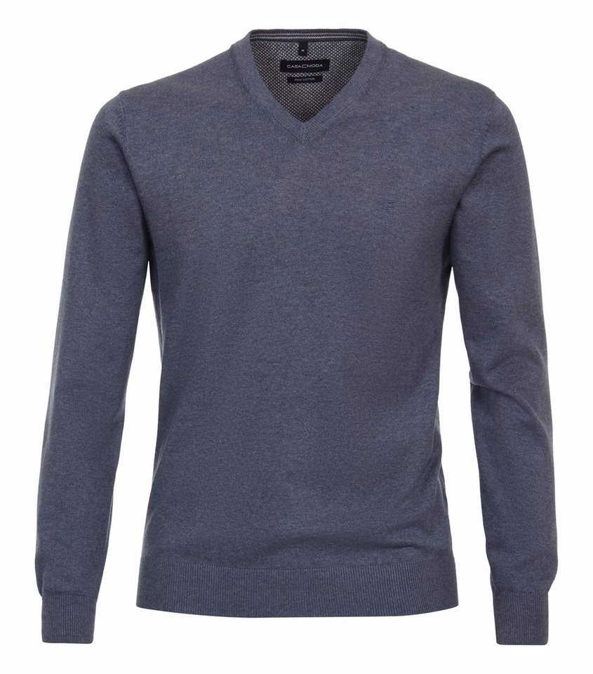 CASAMODA V-Ausschnitt-Pullover CASAMODA Herren Pullover V-Neck Regular Pima-Baumwolle Blau von CASAMODA