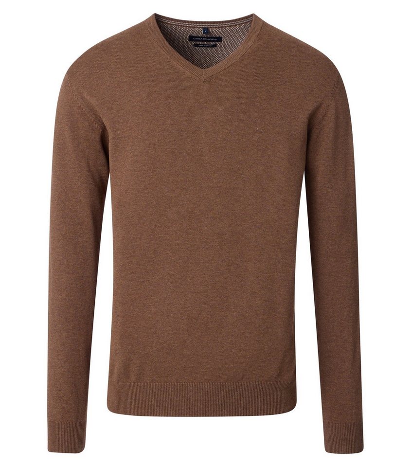 CASAMODA V-Ausschnitt-Pullover CASAMODA Herren Pullover V-Neck Regular Pima-Baumwolle Braun von CASAMODA