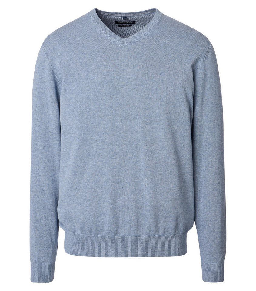 CASAMODA V-Ausschnitt-Pullover CASAMODA Herren Pullover V-Neck Regular Pima-Baumwolle Hellblau von CASAMODA