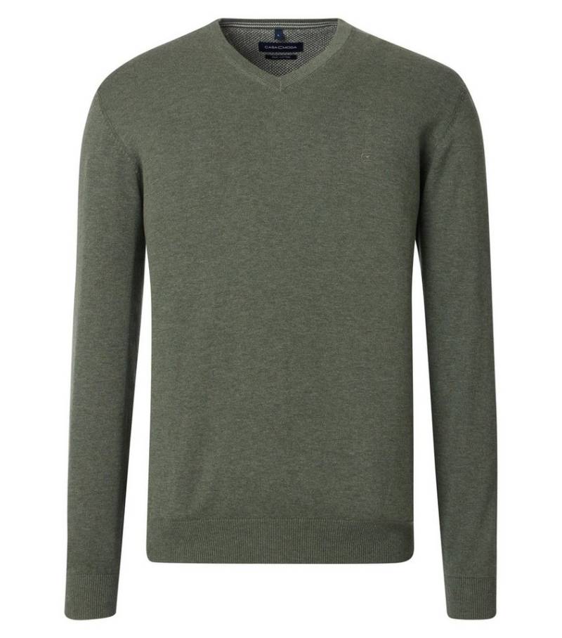 CASAMODA V-Ausschnitt-Pullover CASAMODA Herren Pullover V-Neck Regular Pima-Baumwolle Olivgrün von CASAMODA