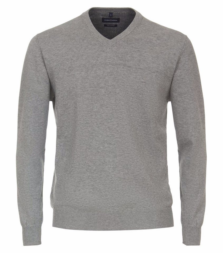 CASAMODA V-Ausschnitt-Pullover CASAMODA Herren Pullover V-Neck Regular Pima-Baumwolle Silbergrau von CASAMODA