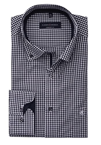 Casamoda Comfort Fit Hemd Langarm Button Down Kragen Karo dunkelblau Größe 52 von CASAMODA