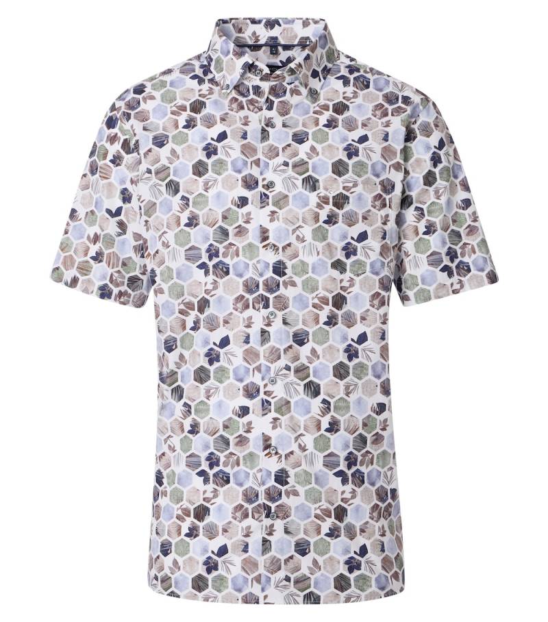 Große Größen Businesshemd Kurzarm Print Comfort Fit, Herren, blau, Größe: 72, Baumwolle, Happy Size DE Men von CASAMODA