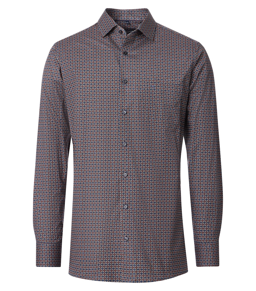 Große Größen Businesshemd Print Modern Fit, Herren, blau, Größe: 66, Baumwolle, Happy Size DE Men von CASAMODA