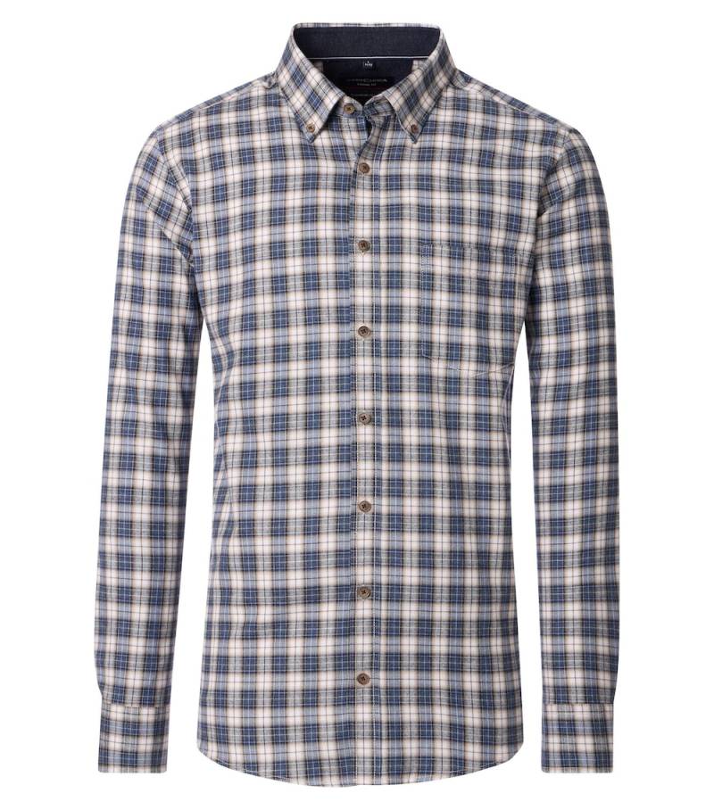 Große Größen Flanellhemd kariert Casual Fit, Herren, blau, Größe: 3XL, Baumwolle, Happy Size DE Men von CASAMODA