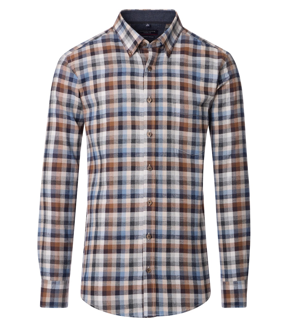 Große Größen Flanellhemd kariert Casual Fit, Herren, blau, Größe: 4XL, Baumwolle, Happy Size DE Men von CASAMODA