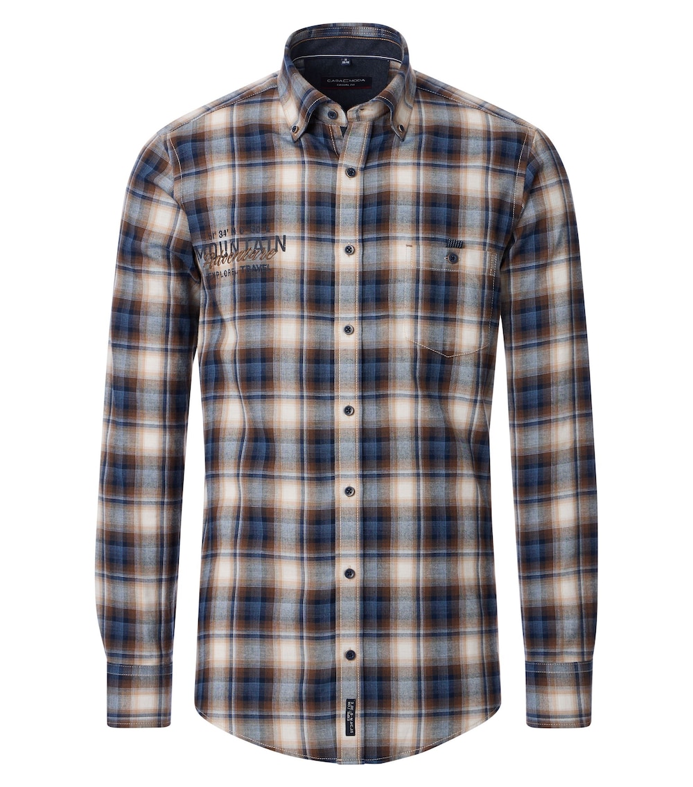 Große Größen Flanellhemd kariert Casual Fit, Herren, braun, Größe: 4XL, Baumwolle, Happy Size DE Men von CASAMODA
