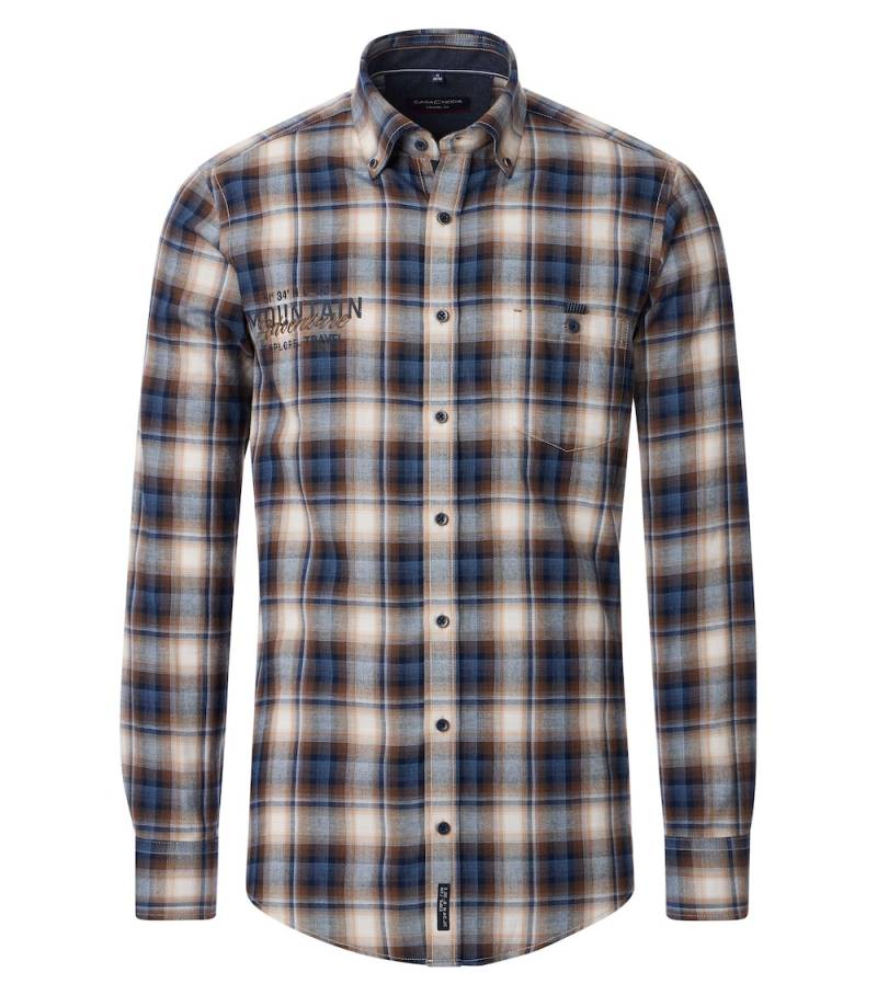 Große Größen Flanellhemd kariert Casual Fit, Herren, braun, Größe: 4XL, Baumwolle, Happy Size DE Men von CASAMODA