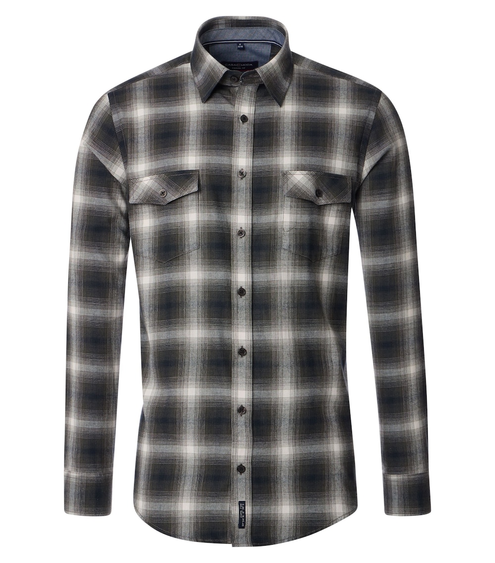 Große Größen Flanellhemd kariert Casual Fit, Herren, braun, Größe: 4XL, Baumwolle, Happy Size Men von CASAMODA