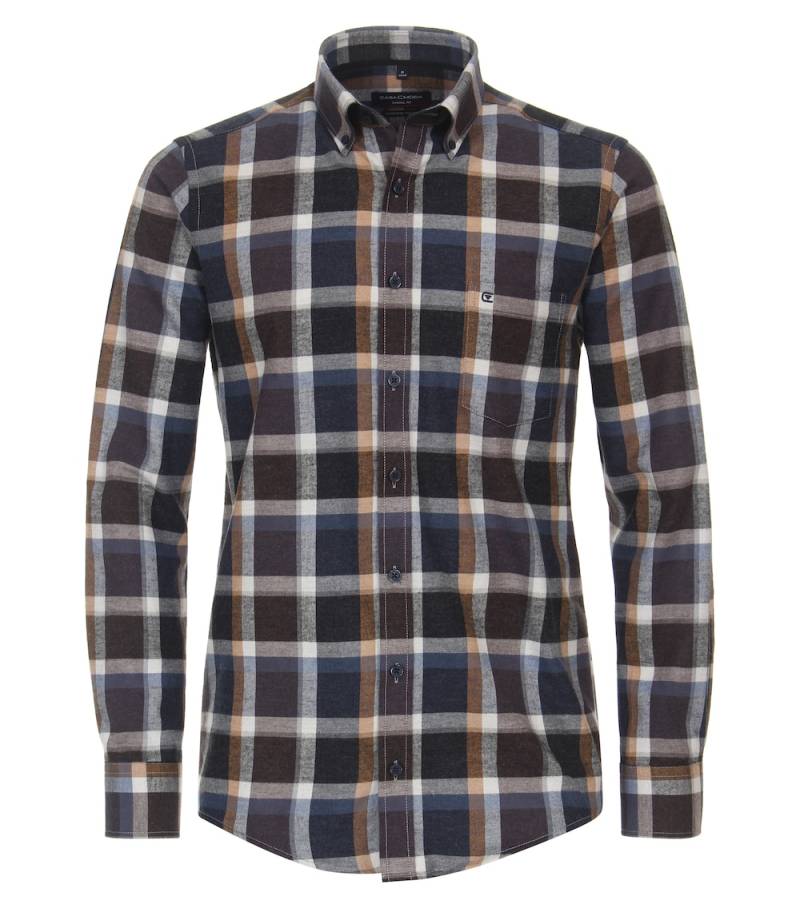 Große Größen Flanellhemd kariert Casual Fit, Herren, braun, Größe: 4XL, Baumwolle, Happy Size DE Men von CASAMODA