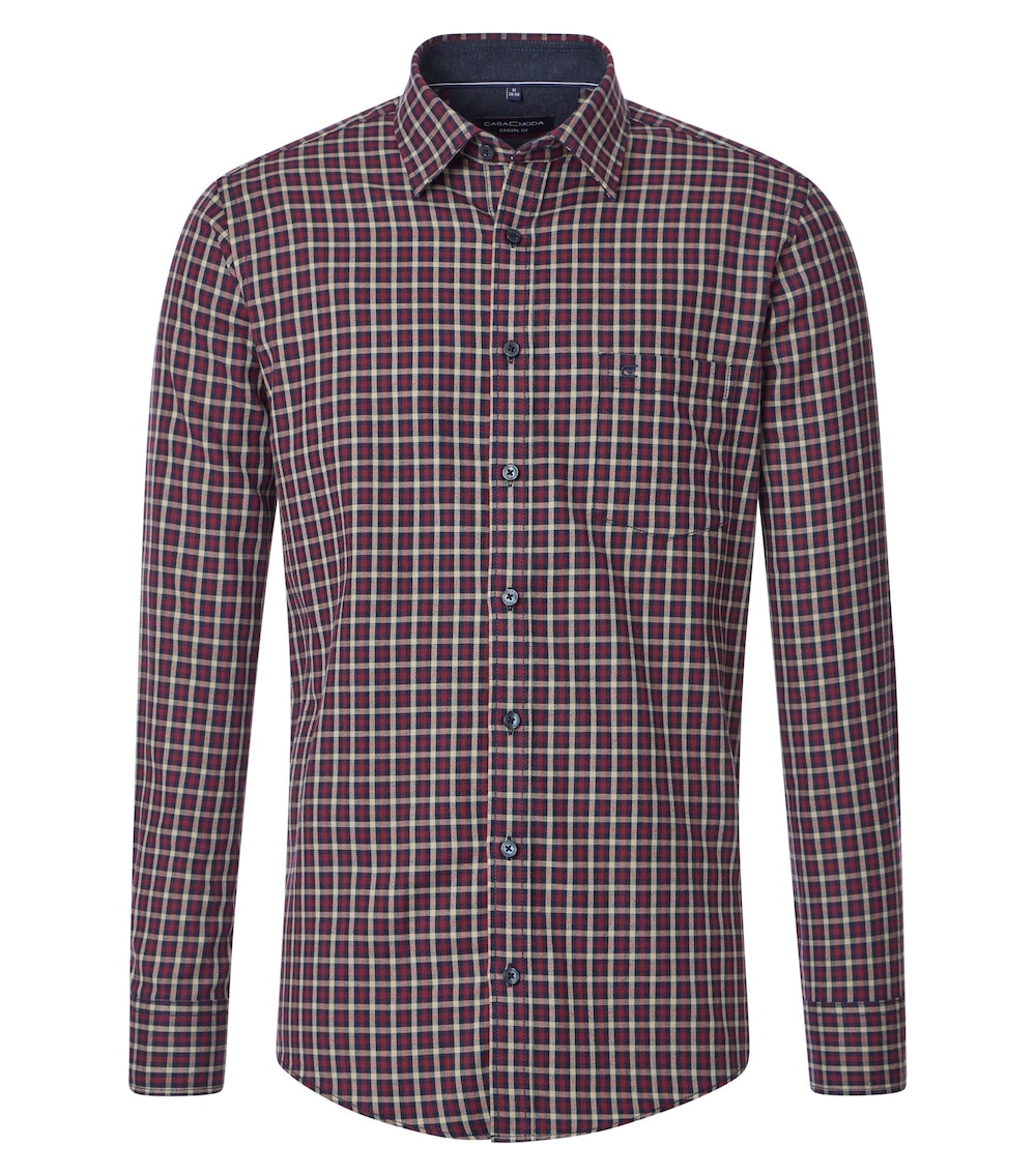Große Größen Flanellhemd kariert Casual Fit, Herren, rot, Größe: 4XL, Baumwolle, Happy Size DE Men von CASAMODA