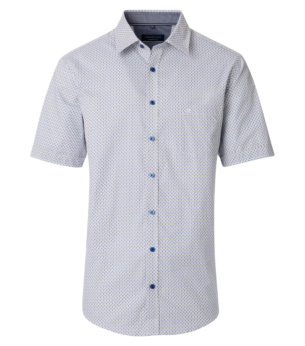Große Größen Freizeithemd Kurzarm Print Comfort Fit, Herren, blau, Größe: L, Baumwolle, Happy Size DE Men von CASAMODA
