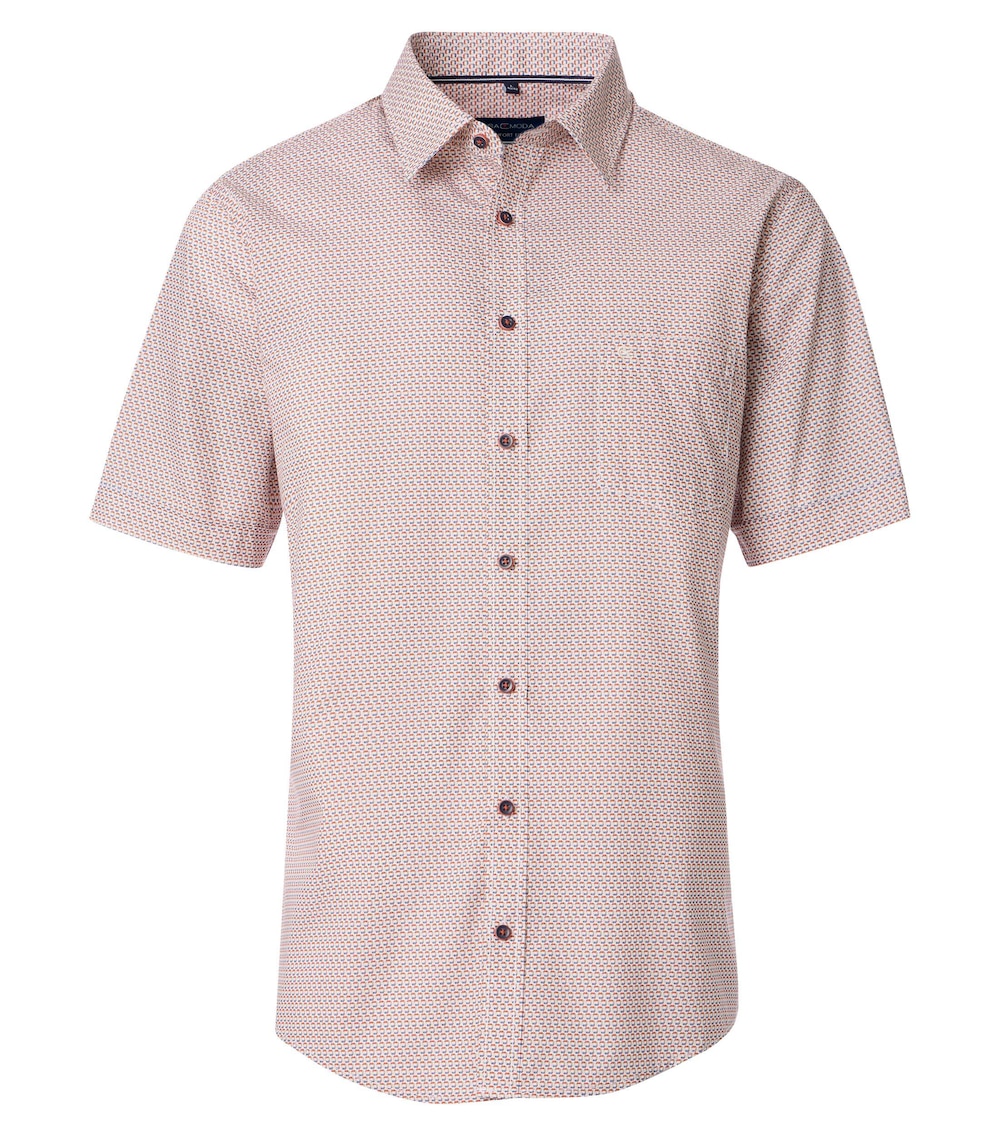 Große Größen Freizeithemd Kurzarm Print Comfort Fit, Herren, rosa, Größe: XXL, Baumwolle, Happy Size DE Men von CASAMODA