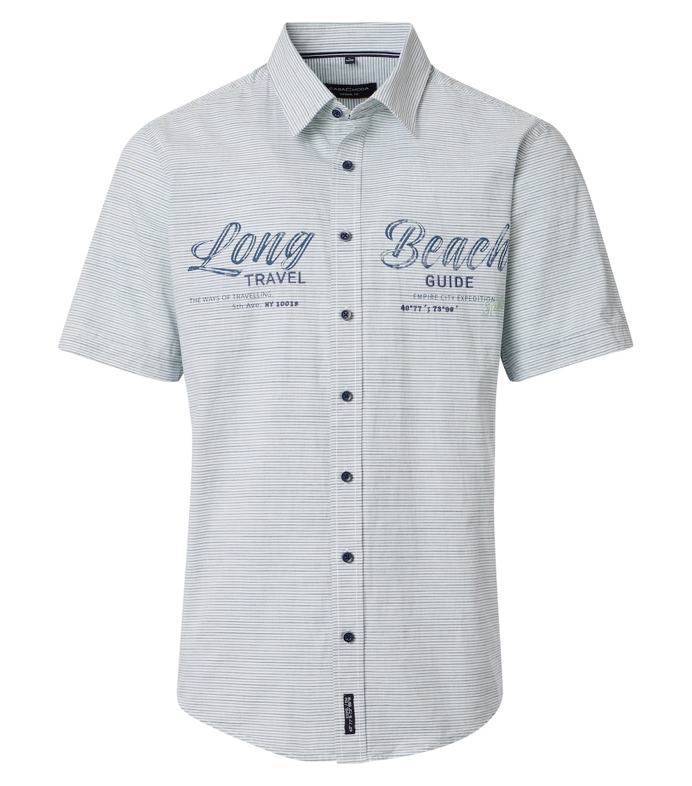 Große Größen Freizeithemd Kurzarm gestreift Casual Fit, Herren, türkis, Größe: L, Baumwolle, Happy Size DE Men von CASAMODA