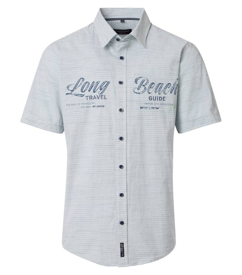 Große Größen Freizeithemd Kurzarm gestreift Casual Fit, Herren, türkis, Größe: XXL, Baumwolle, Happy Size DE Men von CASAMODA