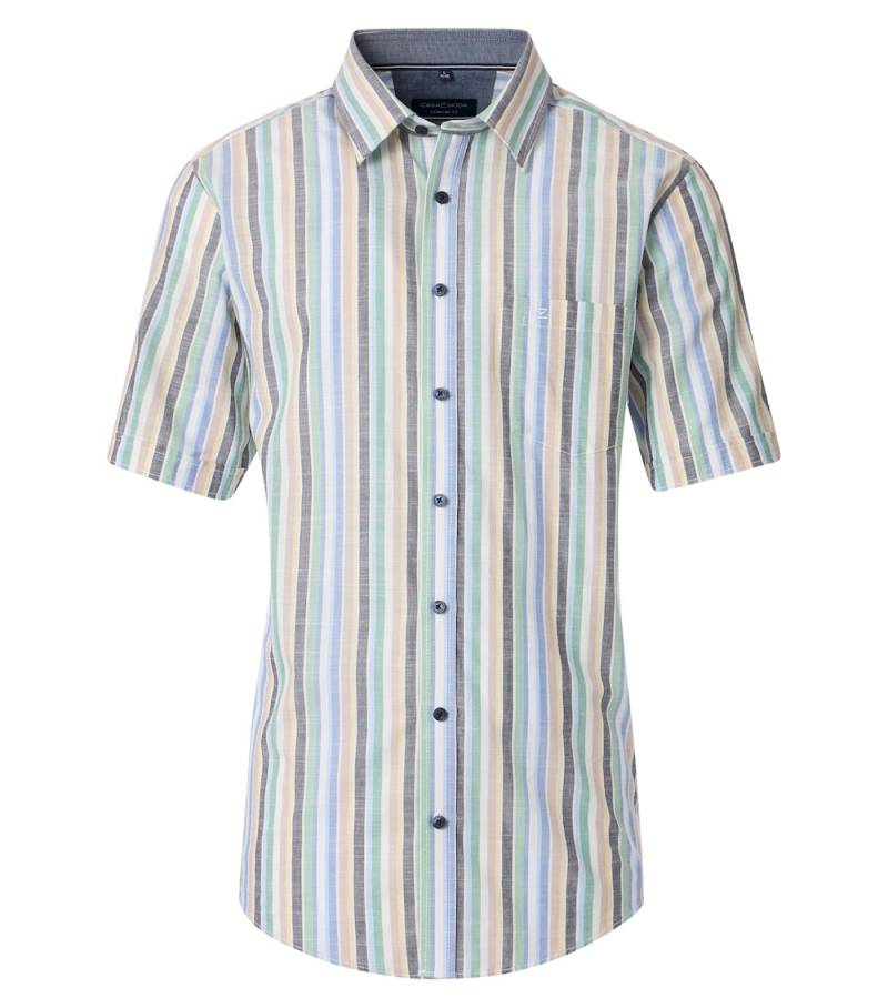 Große Größen Freizeithemd Kurzarm gestreift Comfort Fit, Herren, blau, Größe: 5XL, Baumwolle, Happy Size DE Men von CASAMODA