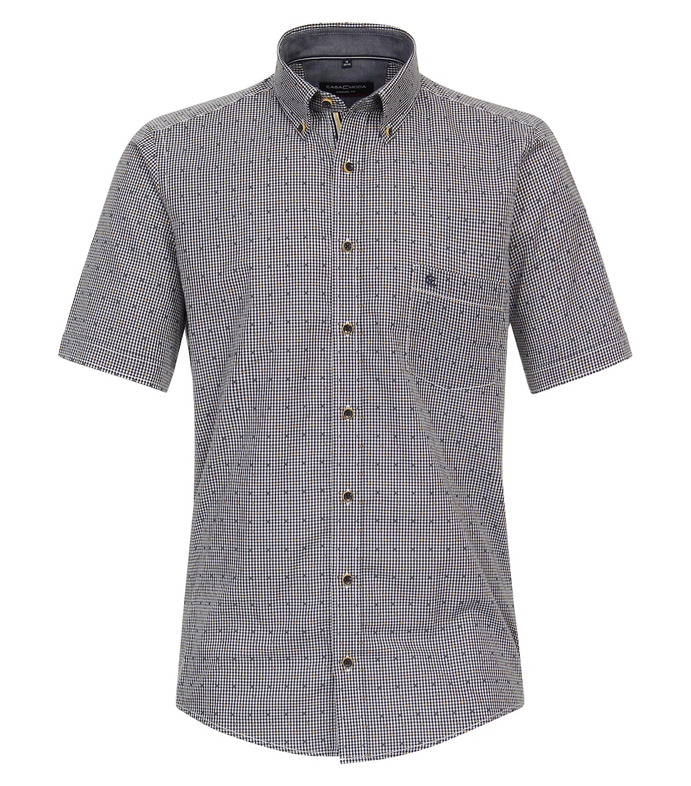 Große Größen Freizeithemd Kurzarm kariert Casual Fit, Herren, blau, Größe: XXL, Baumwolle, Happy Size DE Men von CASAMODA