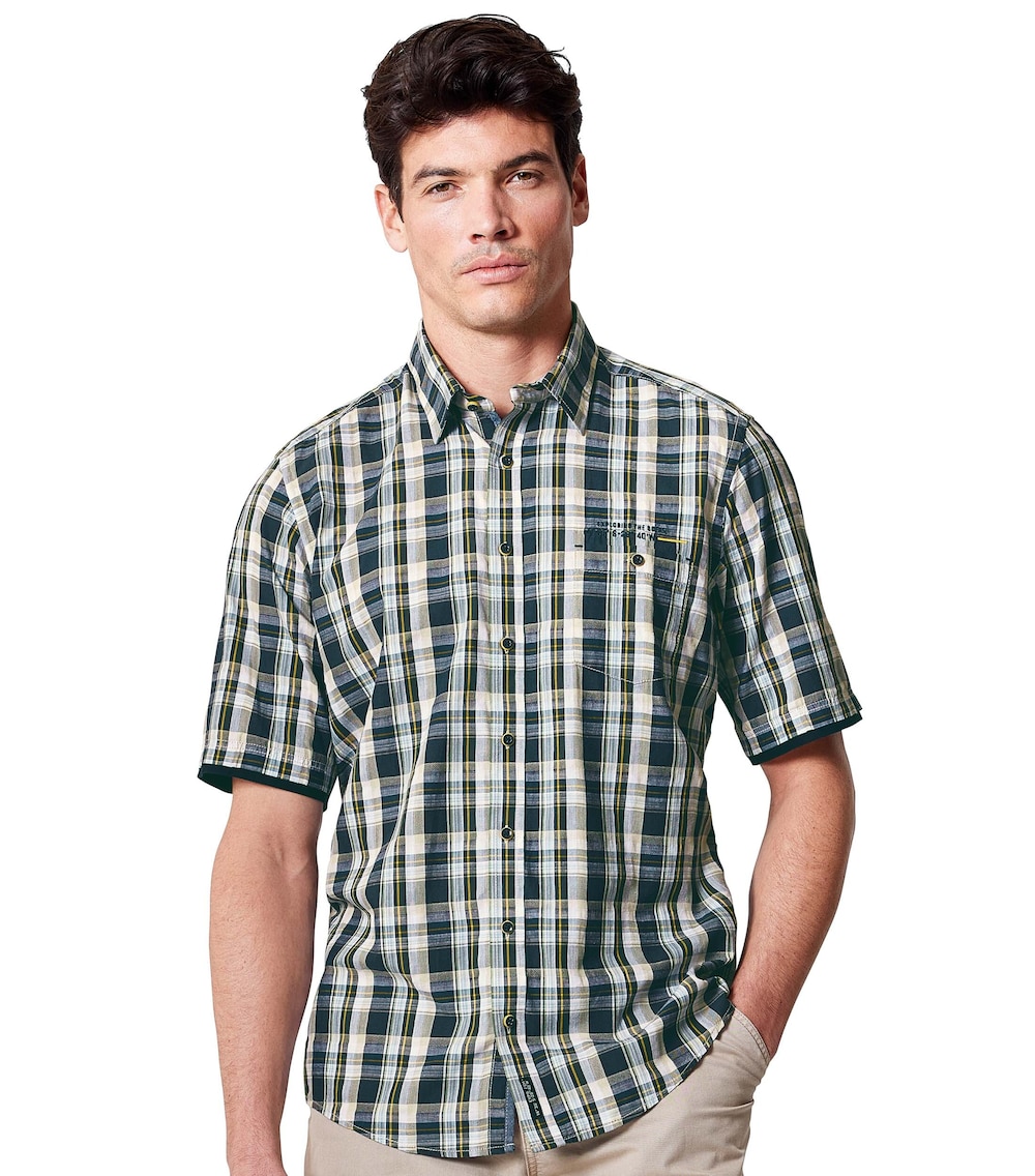 Große Größen Freizeithemd Kurzarm kariert Casual Fit, Herren, grau, Größe: XL, Baumwolle, Happy Size DE Men von CASAMODA