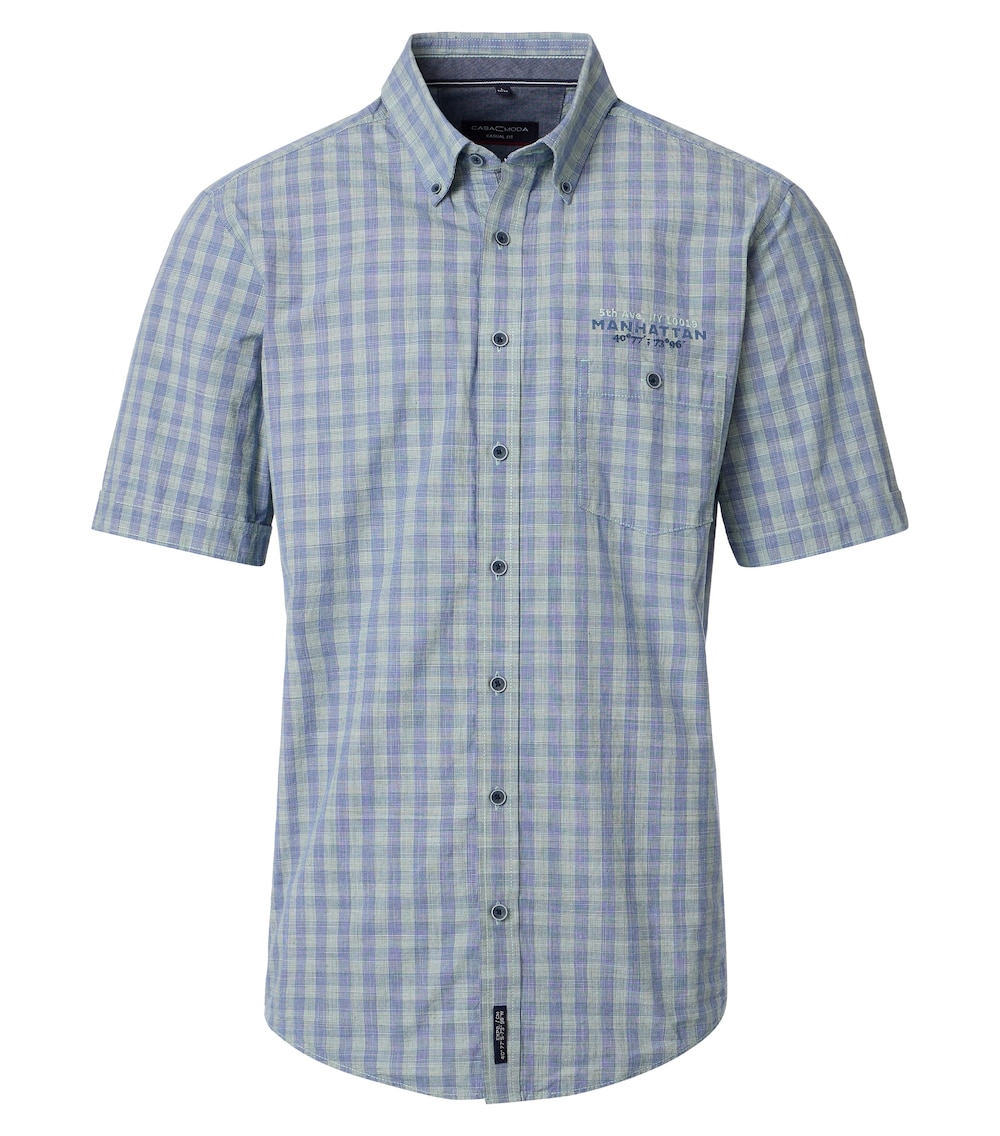 Große Größen Freizeithemd Kurzarm kariert Casual Fit, Herren, türkis, Größe: 6XL, Baumwolle, Happy Size Men von CASAMODA