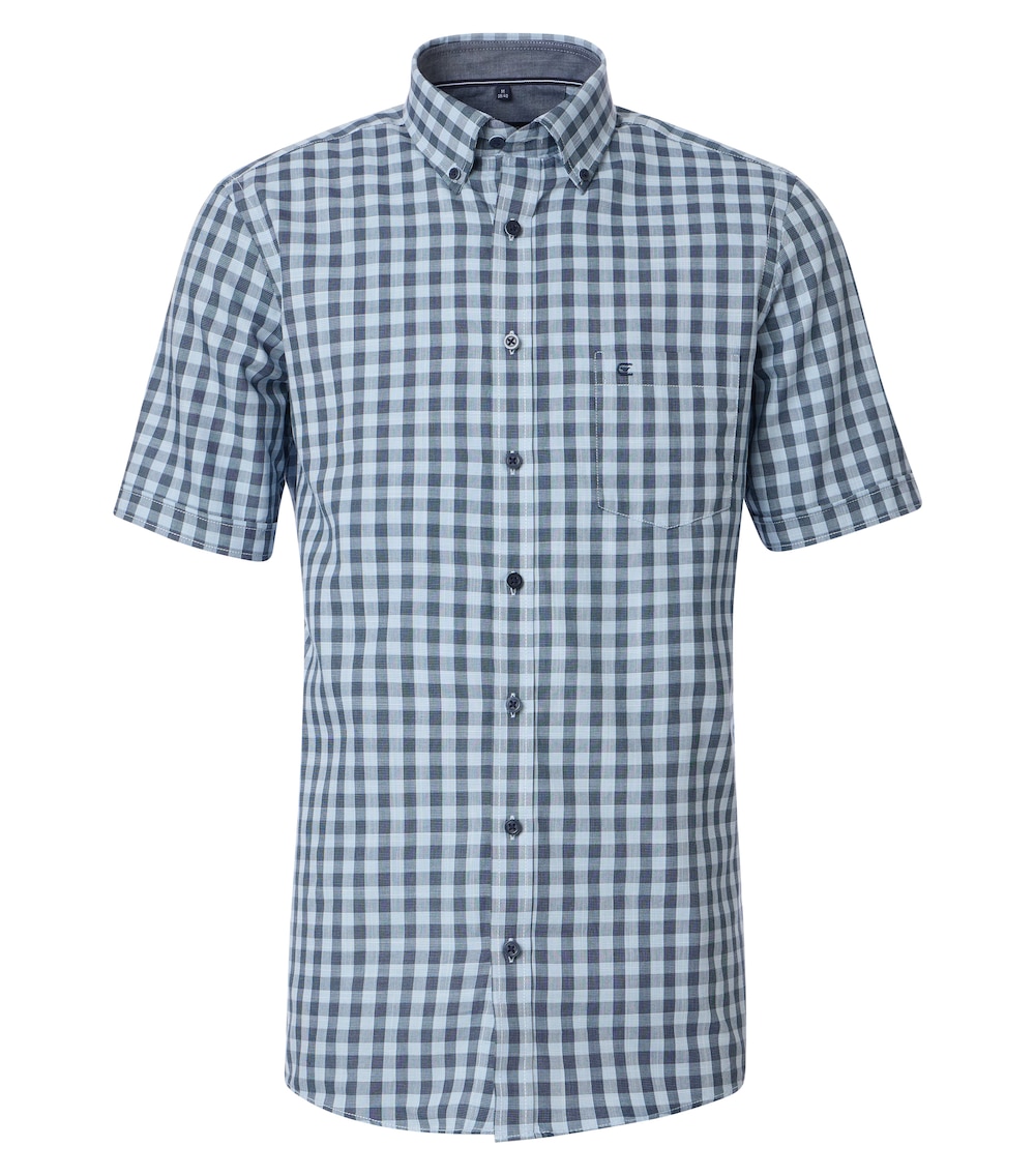 Große Größen Freizeithemd Kurzarm kariert Comfort Fit, Herren, blau, Größe: L, Baumwolle, Happy Size DE Men von CASAMODA