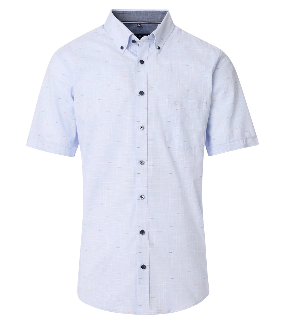 Große Größen Freizeithemd Kurzarm uni Comfort Fit, Herren, blau, Größe: L, Baumwolle, Happy Size DE Men von CASAMODA