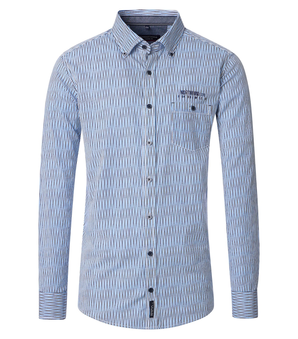 Große Größen Freizeithemd Print Casual Fit, Herren, blau, Größe: 6XL, Baumwolle, Happy Size Men von CASAMODA