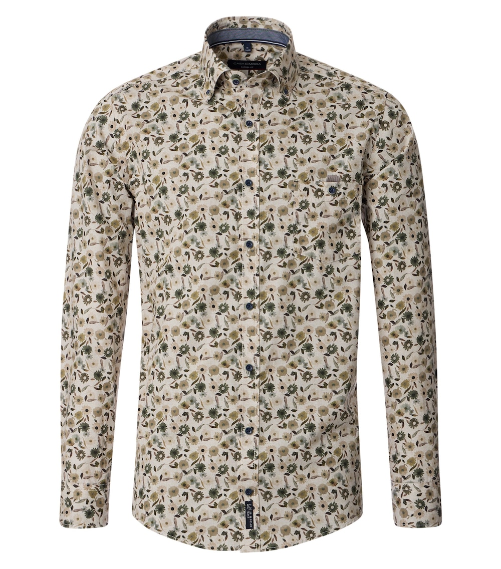 Große Größen Freizeithemd Print Casual Fit, Herren, braun, Größe: 4XL, Baumwolle, Happy Size DE Men von CASAMODA