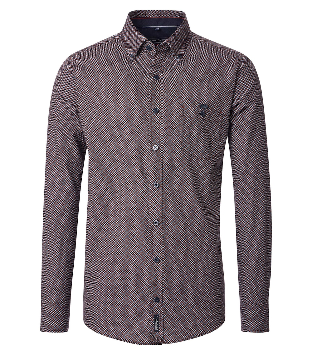 Große Größen Freizeithemd Print Casual Fit, Herren, braun, Größe: 4XL, Baumwolle, Happy Size DE Men von CASAMODA