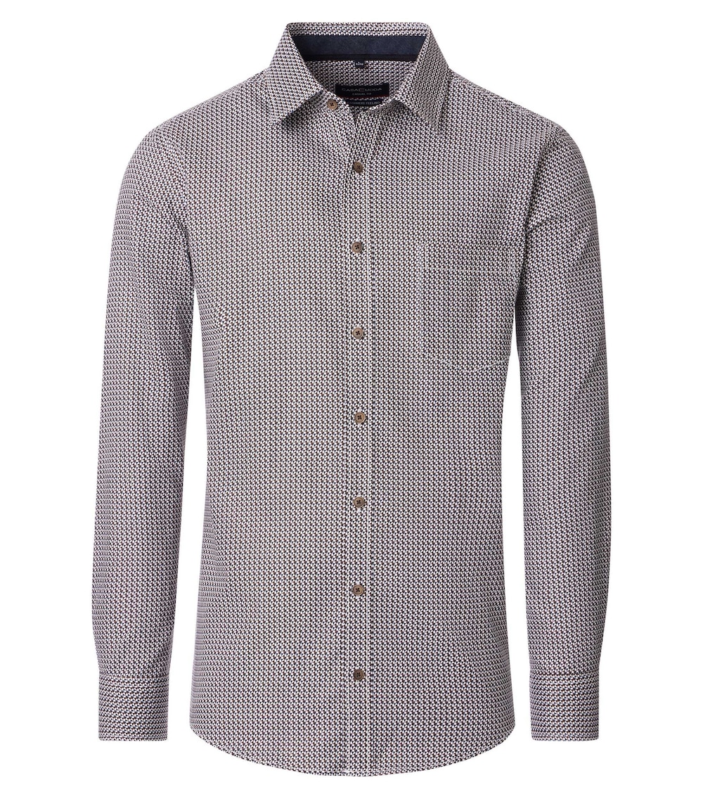 Große Größen Freizeithemd Print Casual Fit, Herren, braun, Größe: XL, Baumwolle, Happy Size DE Men von CASAMODA