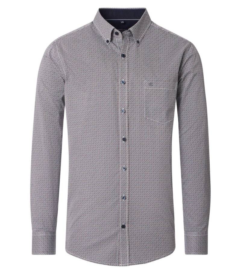 Große Größen Freizeithemd Print Casual Fit, Herren, grau, Größe: 3XL, Baumwolle, Happy Size DE Men von CASAMODA