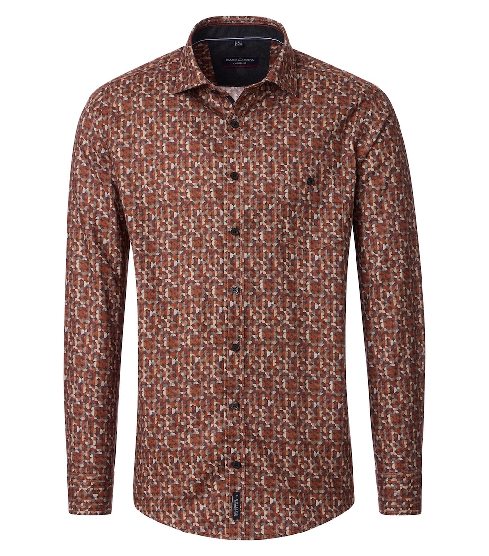 Große Größen Freizeithemd Print Casual Fit, Herren, orange, Größe: 3XL, Baumwolle, Happy Size DE Men von CASAMODA