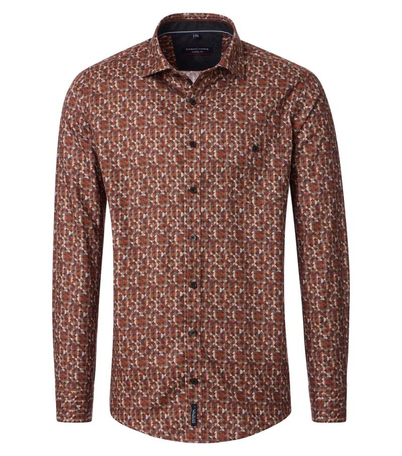 Große Größen Freizeithemd Print Casual Fit, Herren, orange, Größe: 3XL, Baumwolle, Happy Size DE Men von CASAMODA