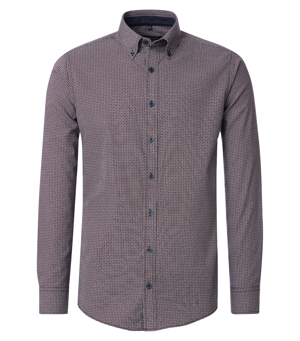 Große Größen Freizeithemd Print Casual Fit, Herren, rot, Größe: XXL, Baumwolle, Happy Size DE Men von CASAMODA