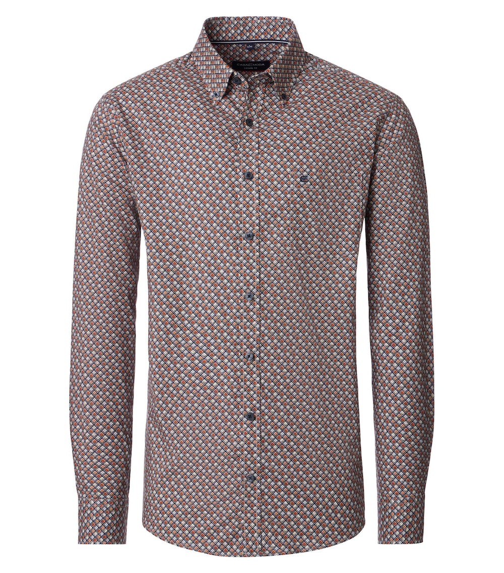 Große Größen Freizeithemd Print Comfort Fit, Herren, orange, Größe: 7XL, Baumwolle, Happy Size DE Men von CASAMODA