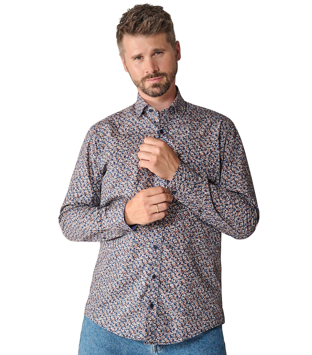Große Größen Freizeithemd Print Comfort Fit, Herren, rot, Größe: L, Baumwolle, Happy Size DE Men von CASAMODA