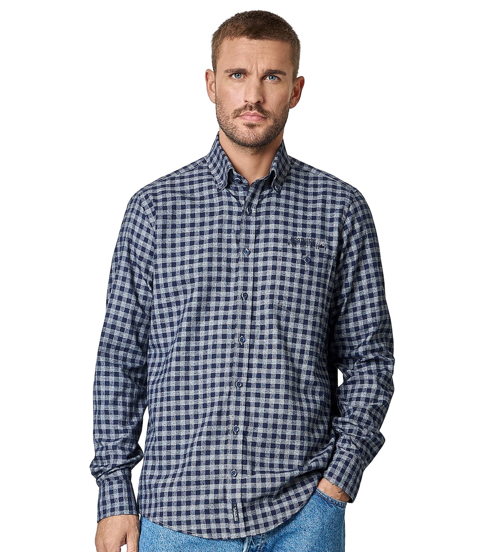Große Größen Freizeithemd kariert Casual Fit, Herren, grau, Größe: XL, Baumwolle, Happy Size DE Men von CASAMODA