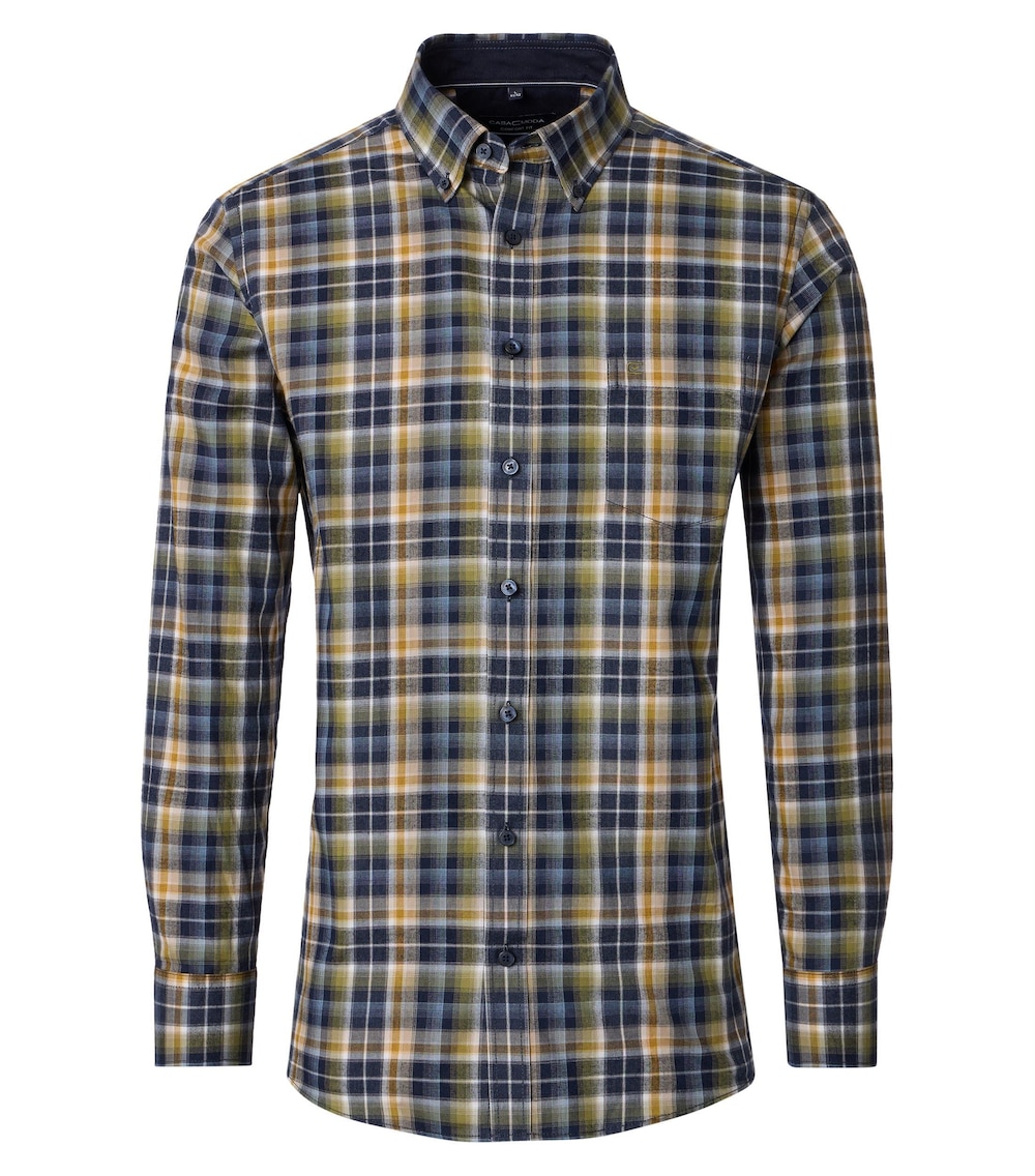 Große Größen Freizeithemd kariert Comfort Fit, Herren, blau, Größe: L, Baumwolle, Happy Size DE Men von CASAMODA