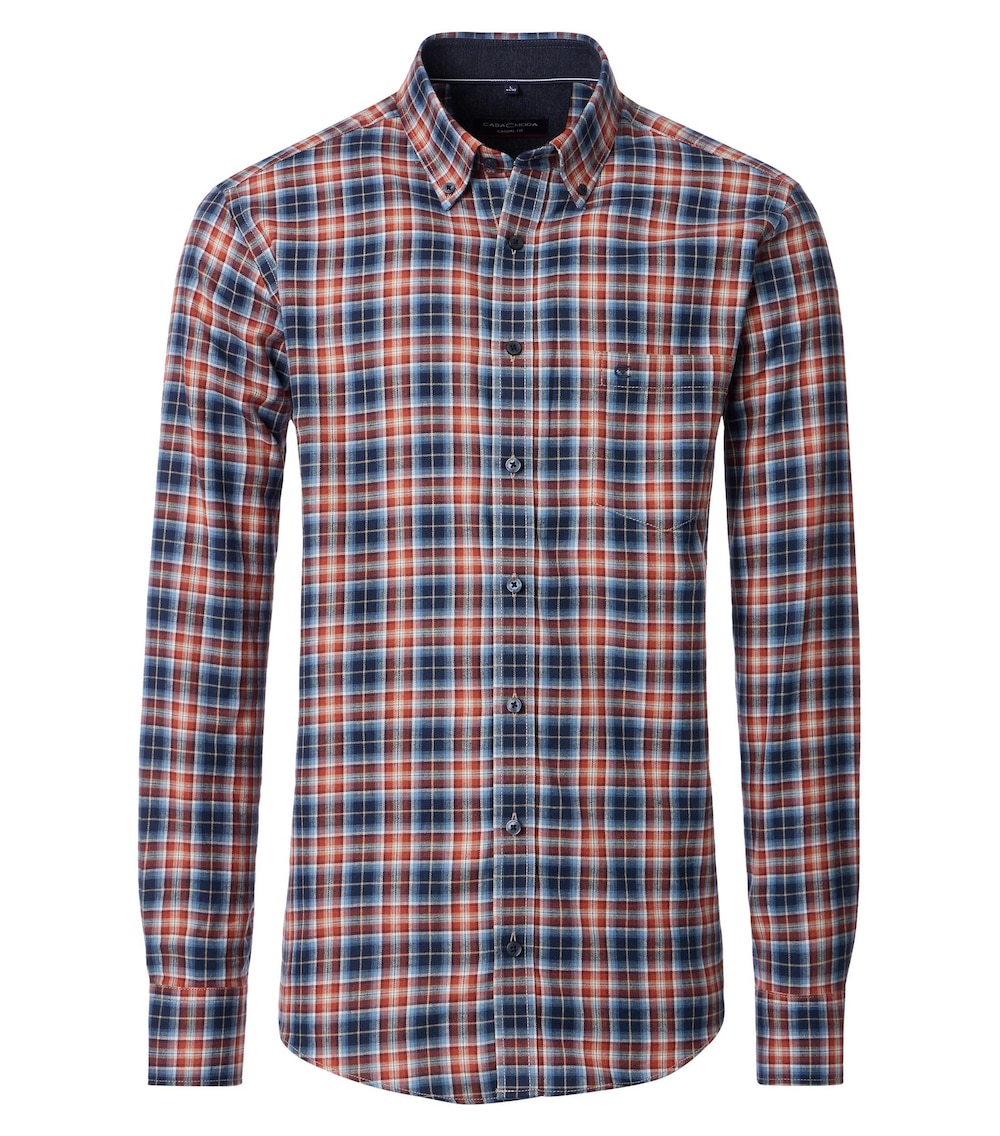 Große Größen Freizeithemd kariert Comfort Fit, Herren, blau, Größe: L, Baumwolle, Happy Size DE Men von CASAMODA